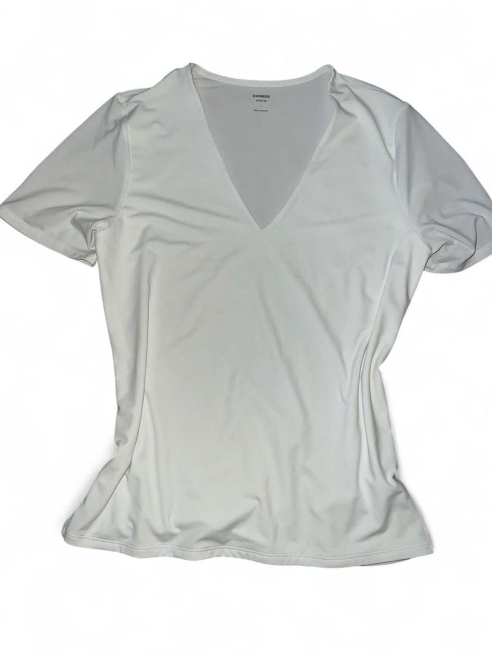 Express White V-Neck Women's Fitted Top